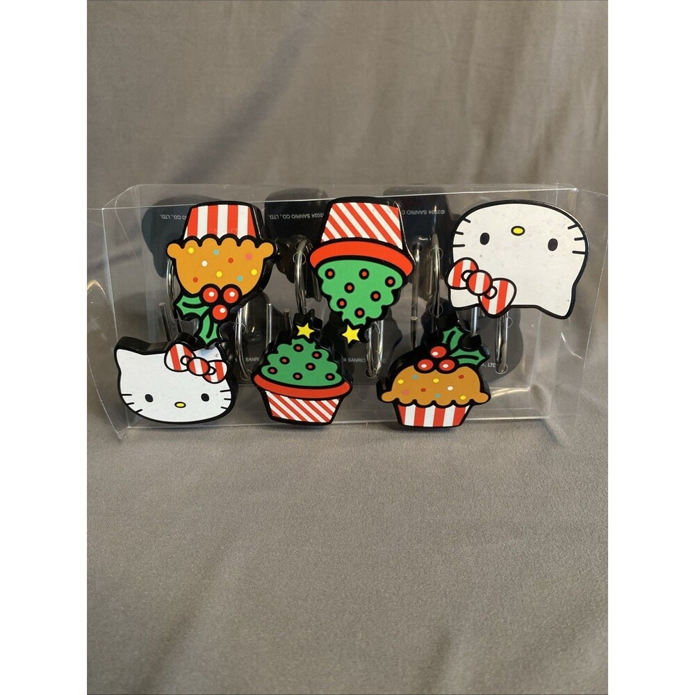 Hello Kitty Shower Curtain Hooks Set of 12 Sanrio 2017 Christmas Themed Holiday